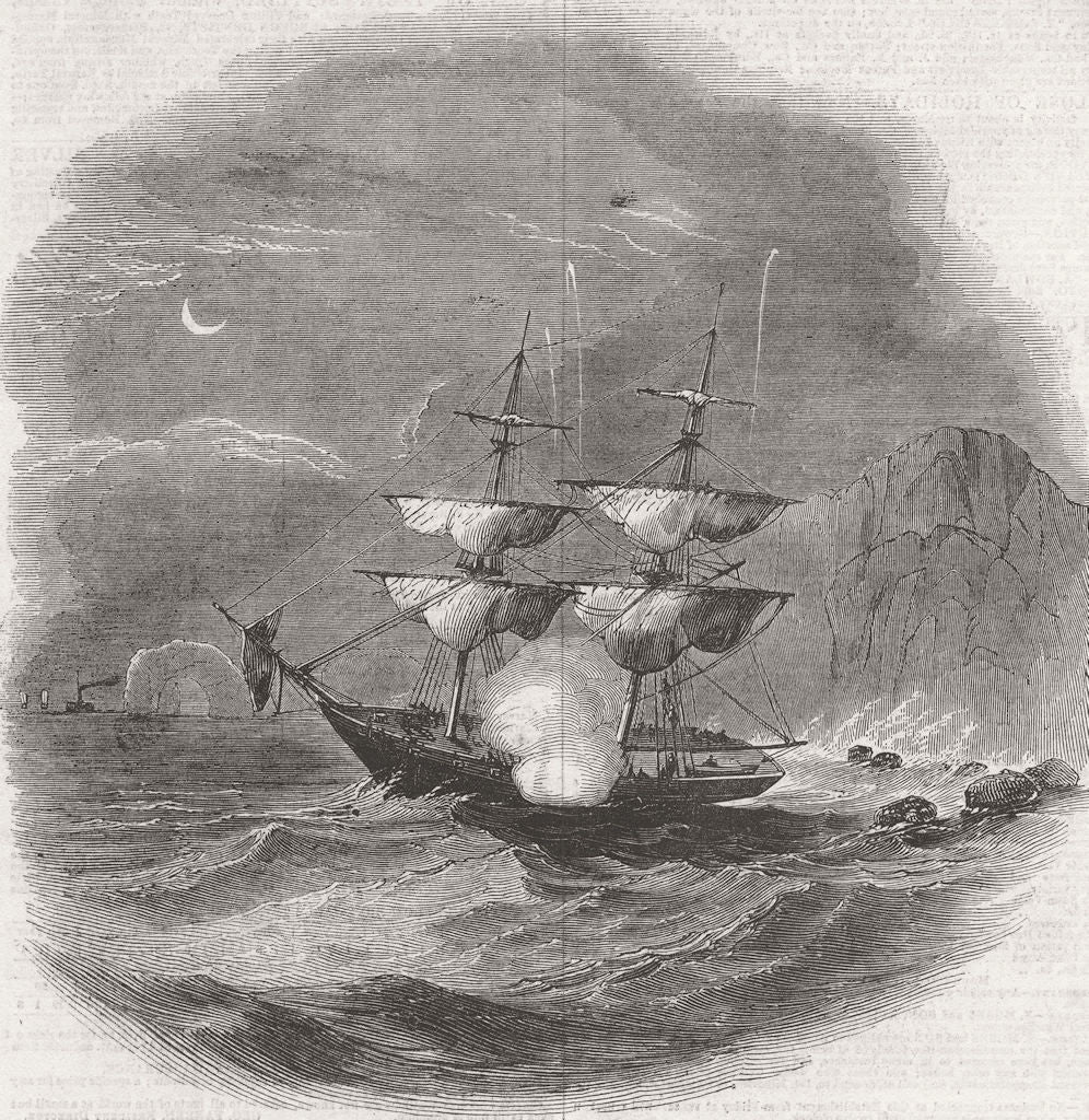 CHINA. HMS Pelican, carrying Ransom, danger 1845 old antique print picture